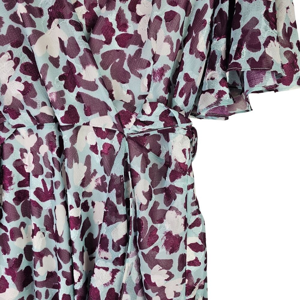 Tanya Taylor Blaire Brushstroke Coral Araucana Wrap Dress, Sz 16, NWT - Picture 5 of 11